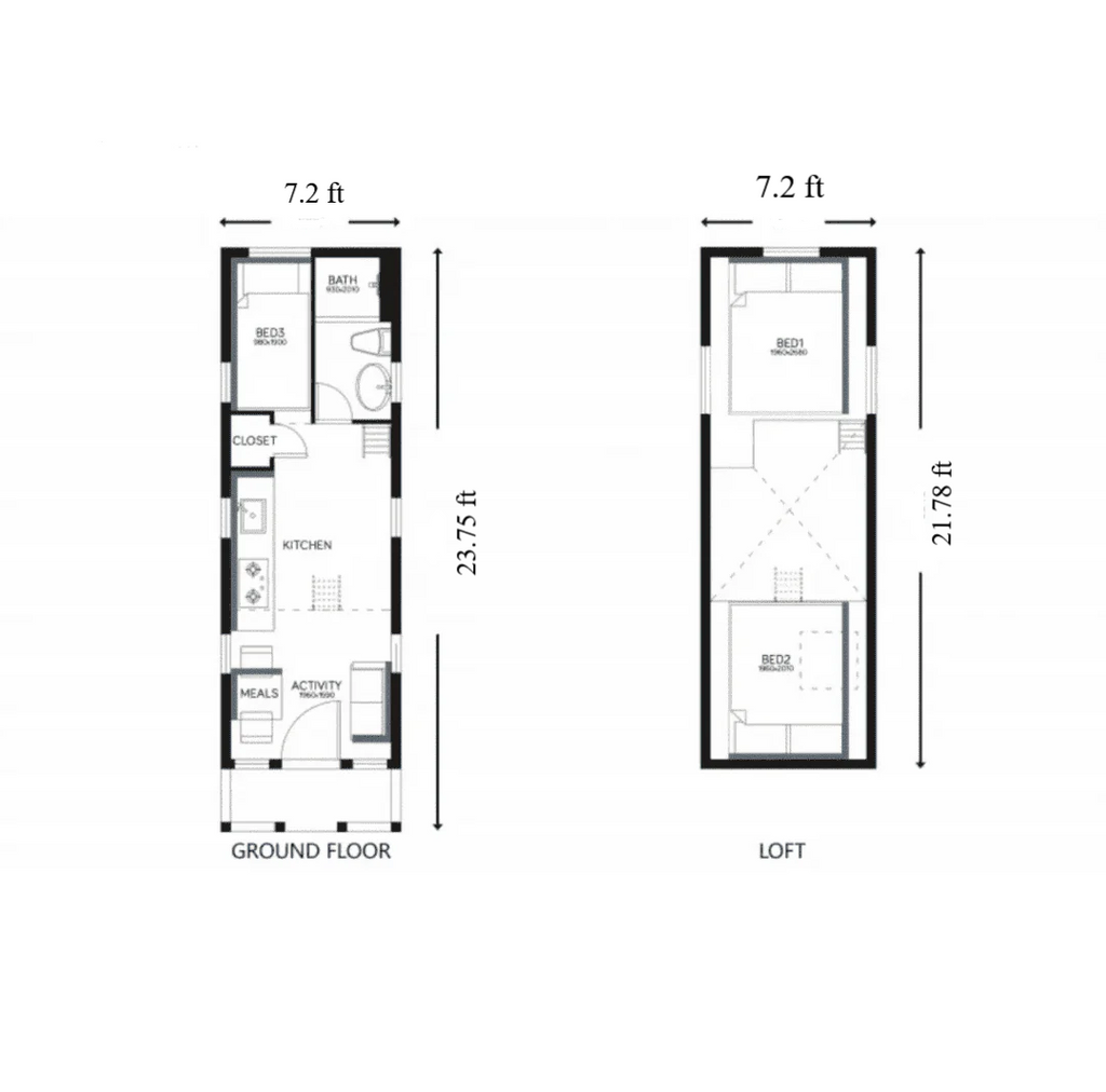 FVX-765 Tiny Mobile Home On Wheels With Bedroom, Bathroom & Kitchen (171 sq ft)