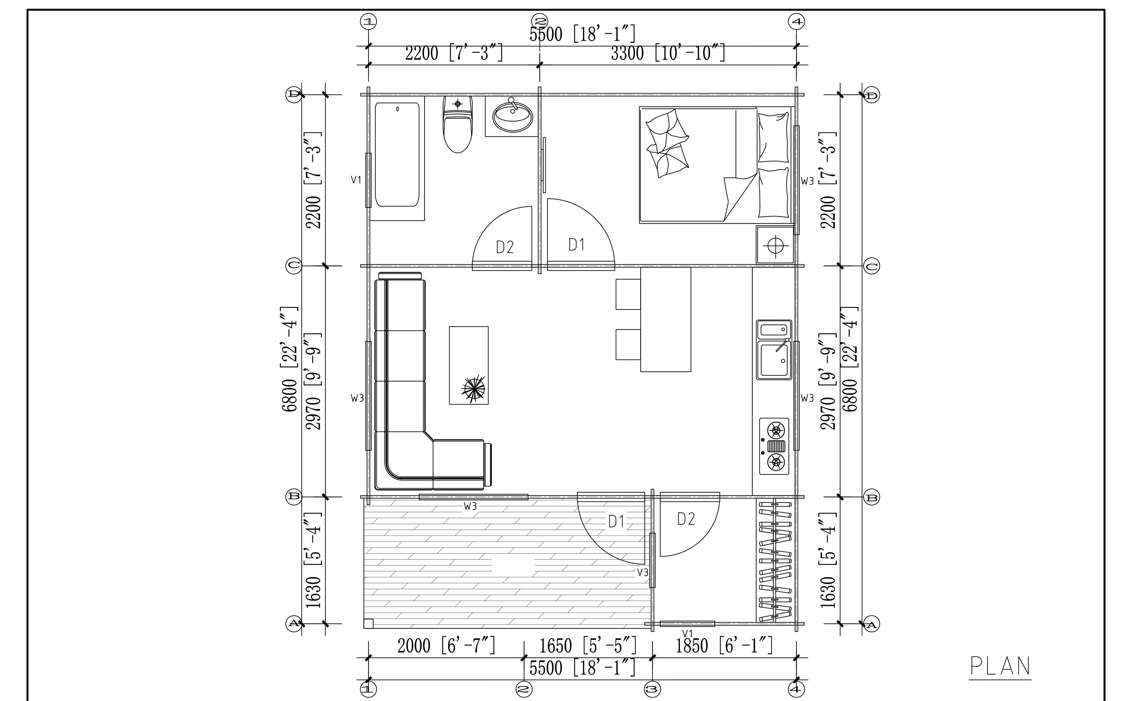 FST-450 Tiny Wood House Kit With Bedroom, Bathroom & Kitchen (400sqft)
